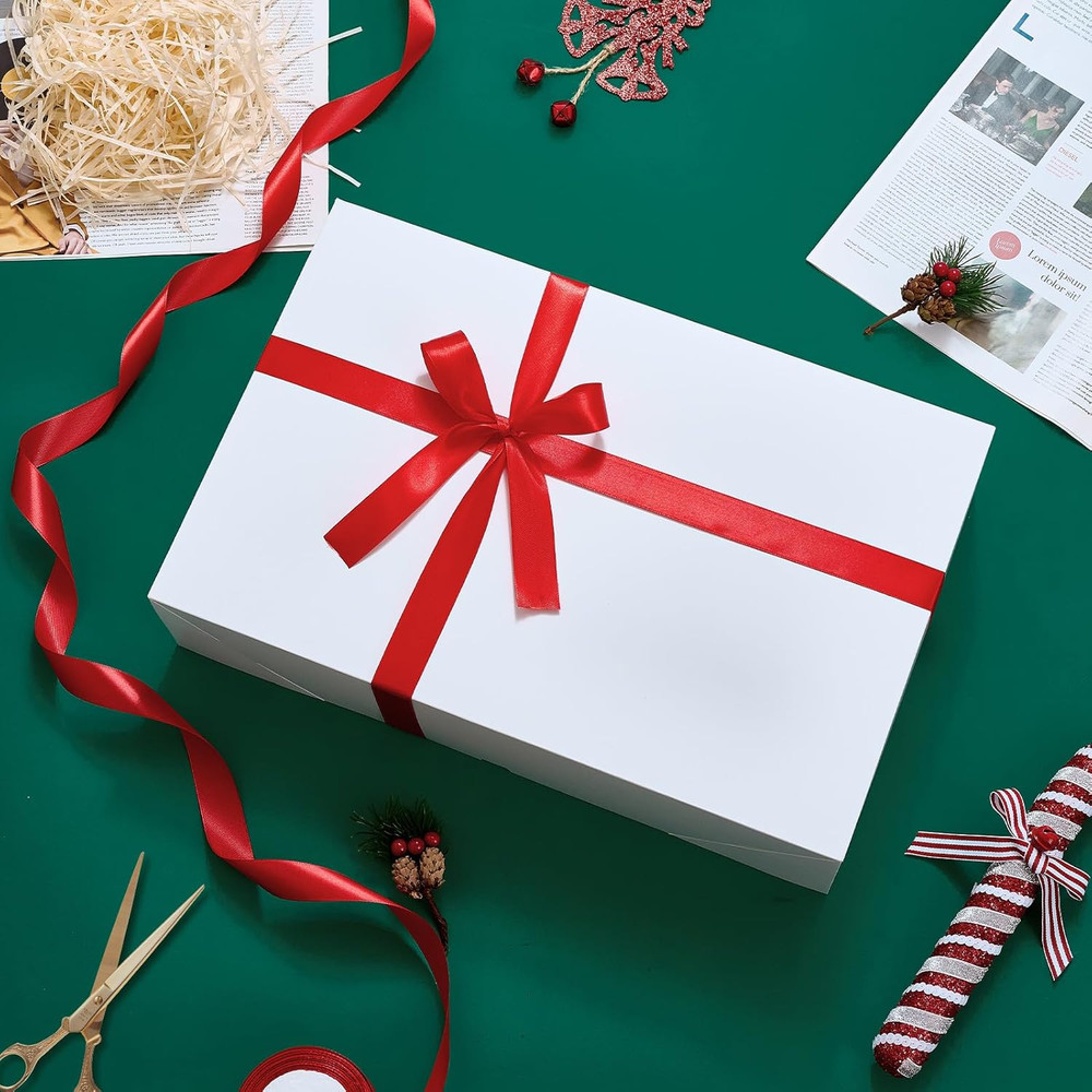 12 Premium Gift Boxes with Lids for Presents, Extra Large White Boxes for Wra...