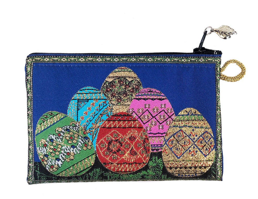 Easter Tapestry Pouch Keepsake Bag With Pysanky Easter Eggs On Gift