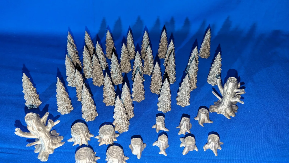 45 Tree Scatter Terrain Bundle for War Gaming - 3d printed - Grey