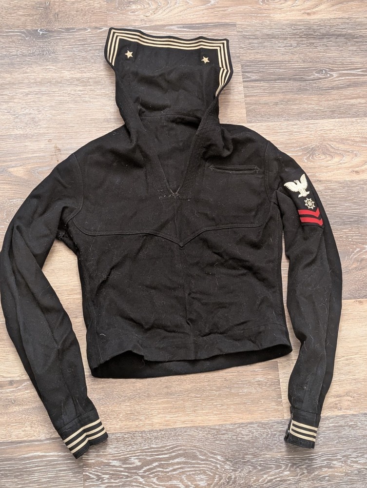 Vintage WW2 US Navy Naval Wool Uniform Pullover Top  Crackerjack Sailor