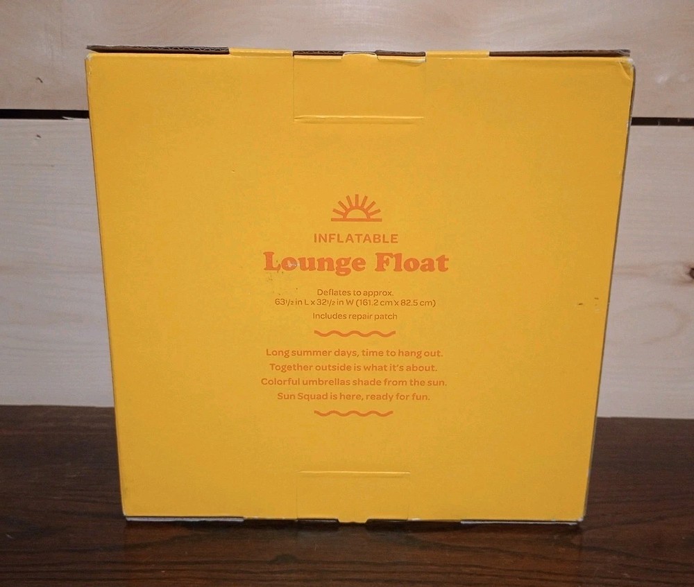 Sun Squad Inflatable Lounge Float. Build-in Headrest And Open Seat Bottom.