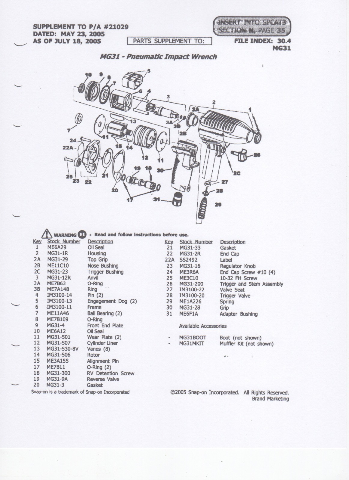 SNAP ON IM3100 20 T.VALVE SEATS+IM3100 22 THROTTLE VALVE+ME1A226 TV SPRING+SEALS