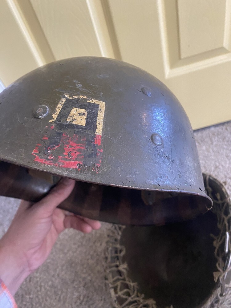 Ww2 M1 Helmet Front Seam With Liner