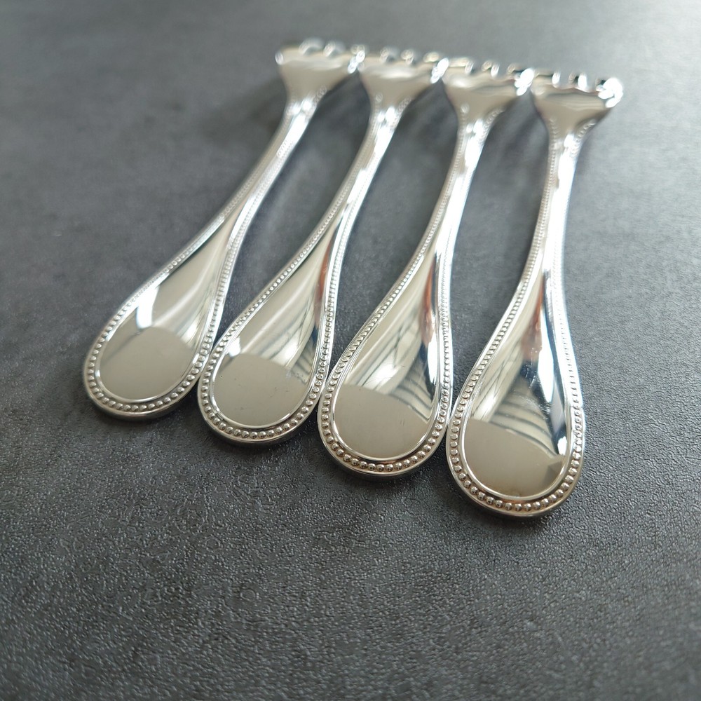 Christofle Perles 4pcs Silverplate Flatware Cake Fork Excellent