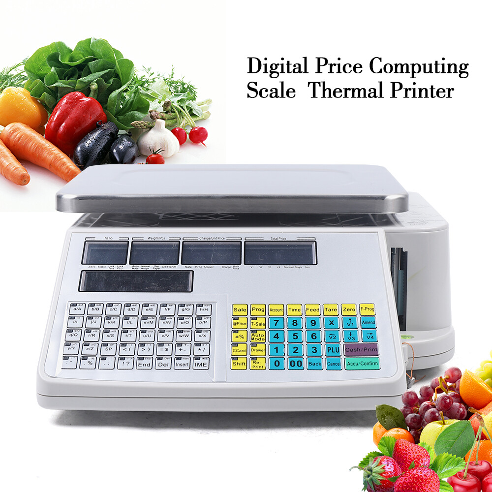 66lbs Digital Computing Price Scale Supermarket Barcode Printer Electronic Scale