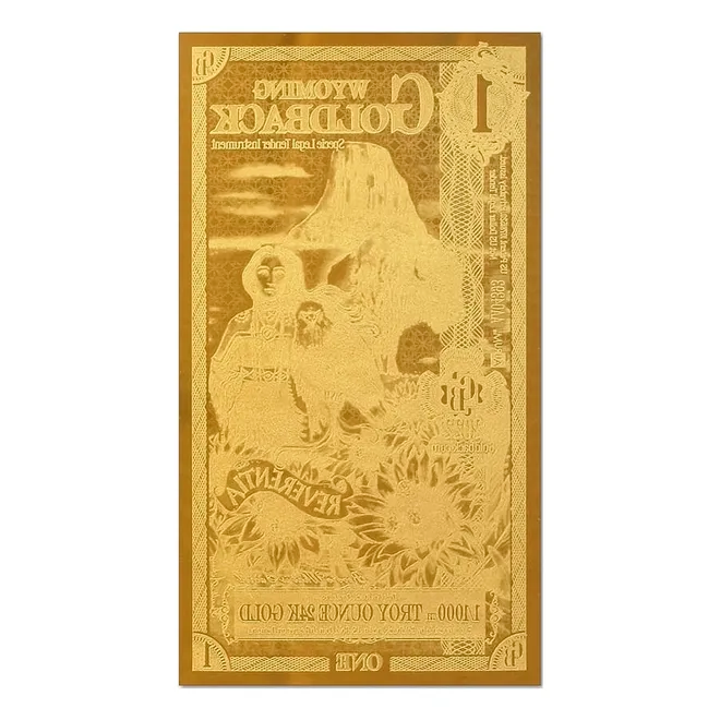 1 Wyoming Goldback Aurum Gold Foil Note 1/1000 oz 24kt .999 Fine GOLD IN STOCK!!