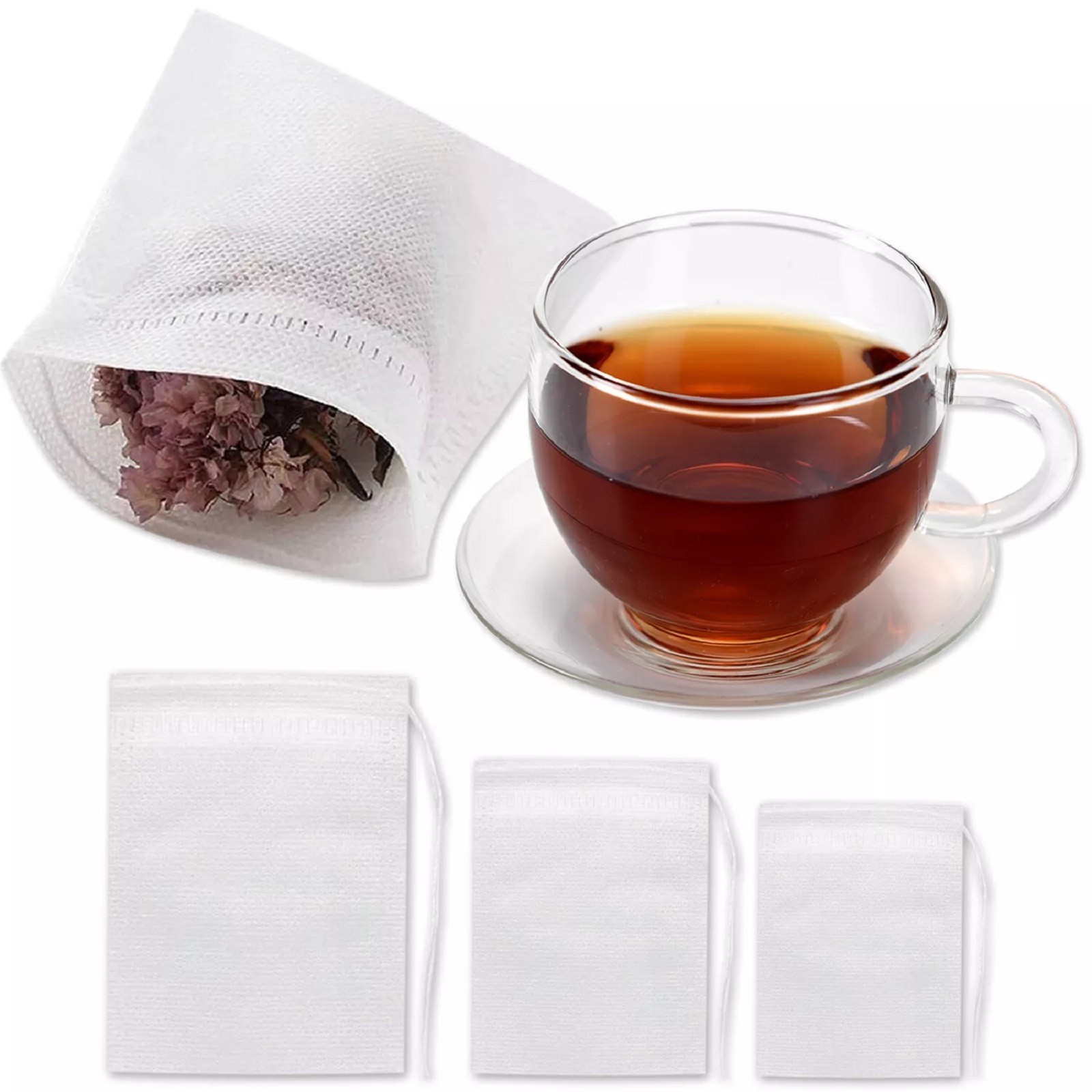 100-1000 Non-Woven Empty Tea Bag Drawstring Seal Teabags Loose Leaf Tea Filters