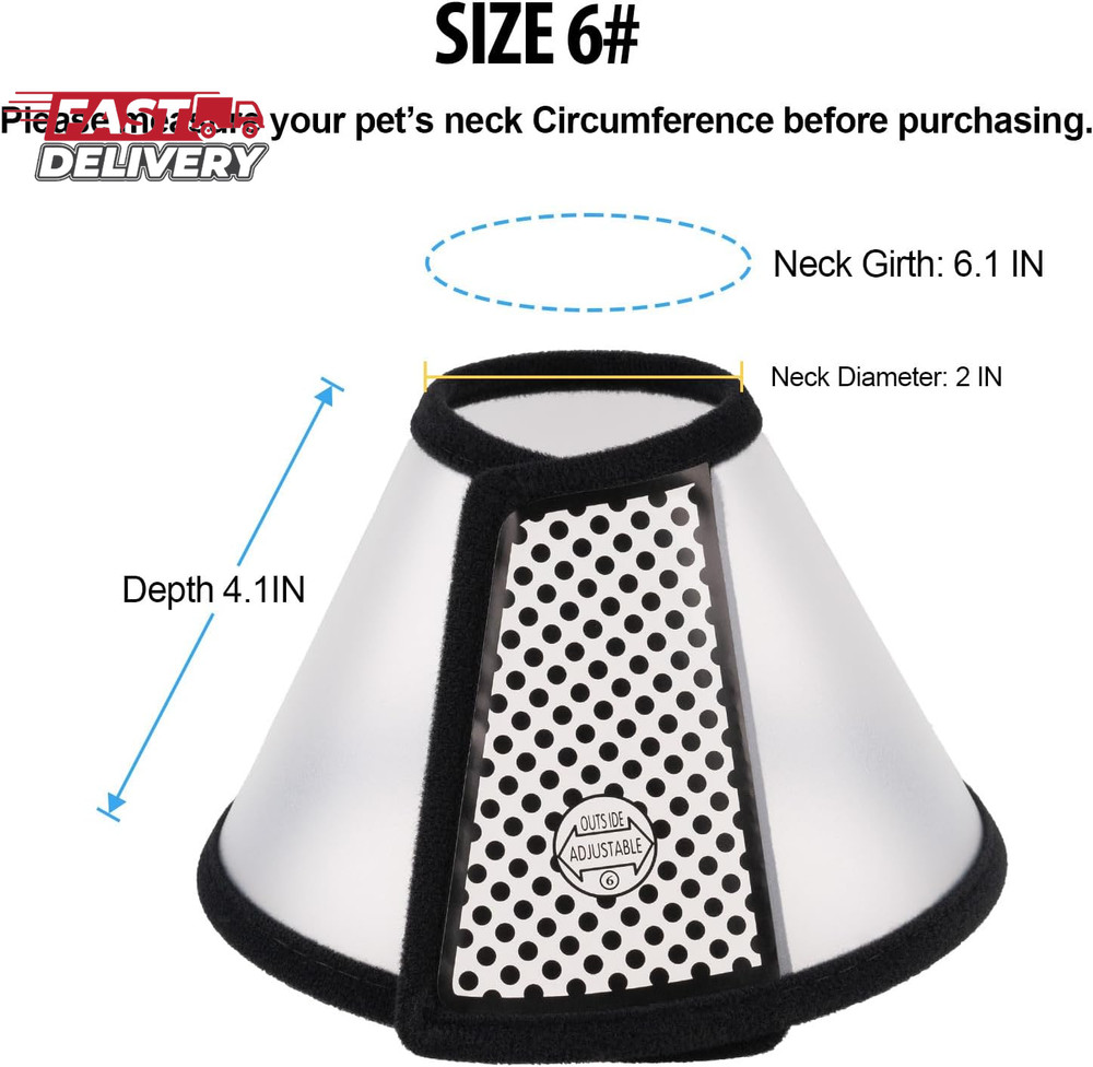 Depets Adjustable Recovery Pet Cone E-Collar for Cats Kittens Rabbits, Plastic E