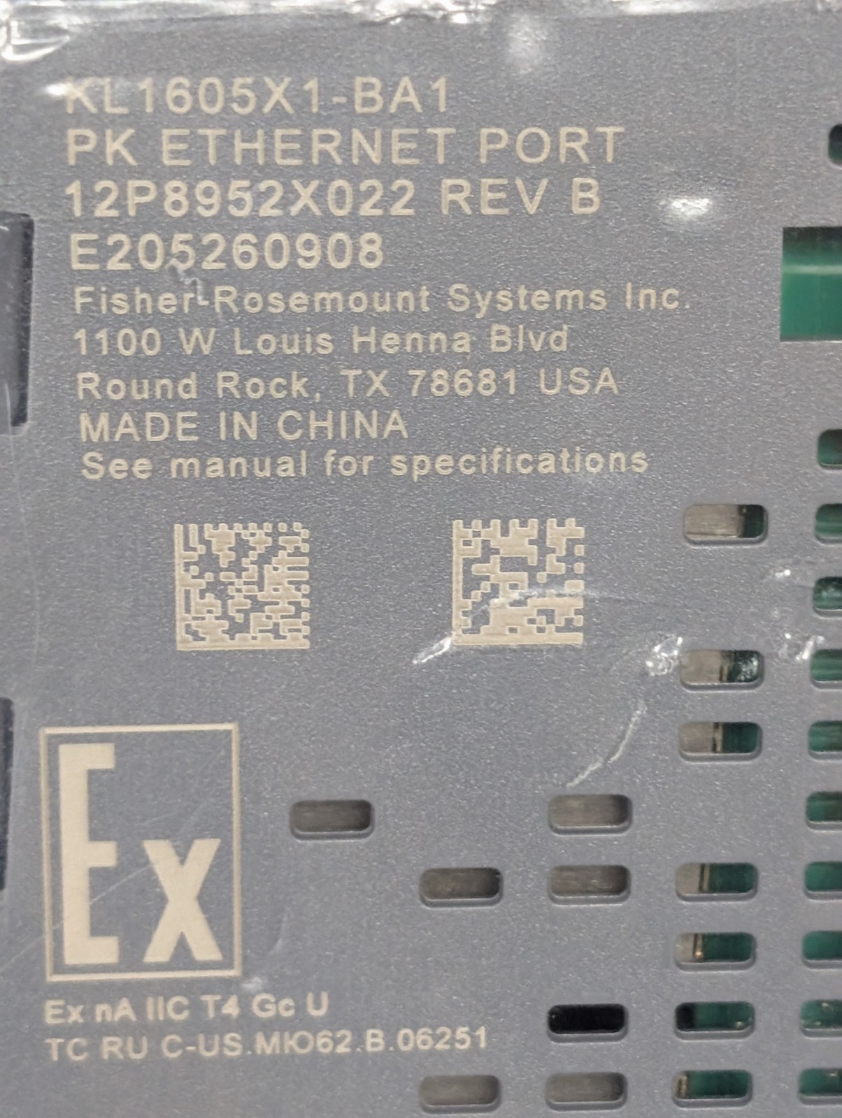 Emerson DeltaV KL1605X1-BA1 PK Ethernet Port IO Switch Module 12P8952X022 REV B