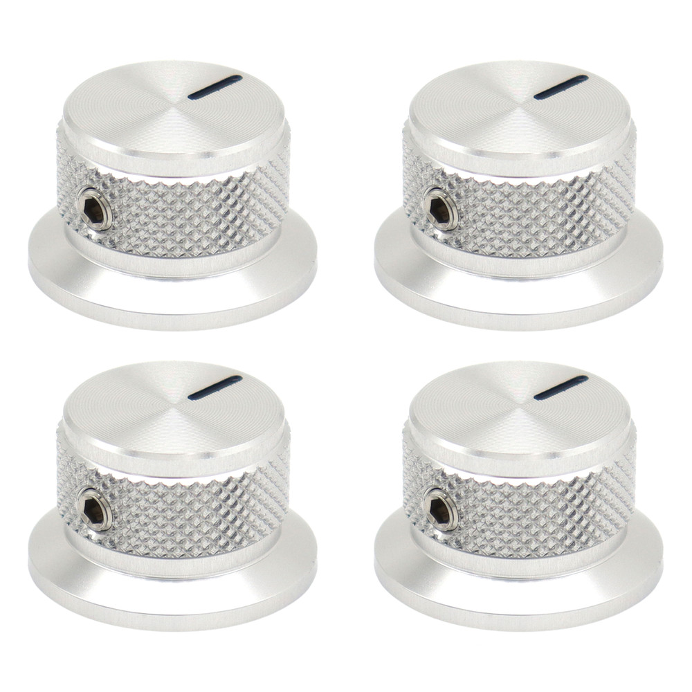 4x Aluminum Alloy Guitar Knobs 6.35mm Potentiometer Cap 1/4" Bell Knobs Silver