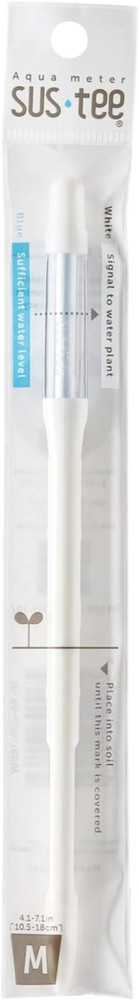 Sustee Aquameter White Medium - Refillable Soil Water Meter for Potted Plants