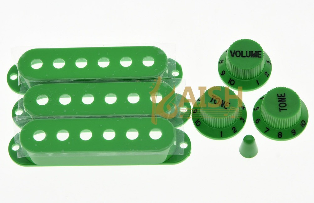 ST Style Green Guitar Pickup Covers Knobs with ST Switch Tip Cap for Strat