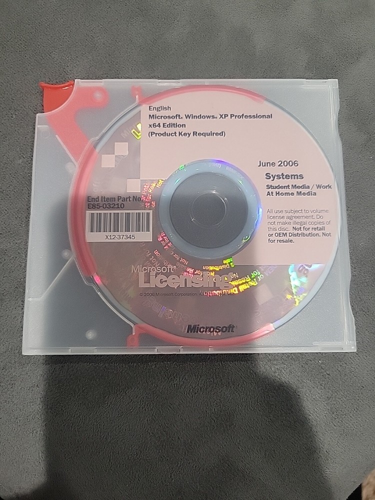 Microsoft Licensing June 2006 Systems Student Media/work At Home PC Software