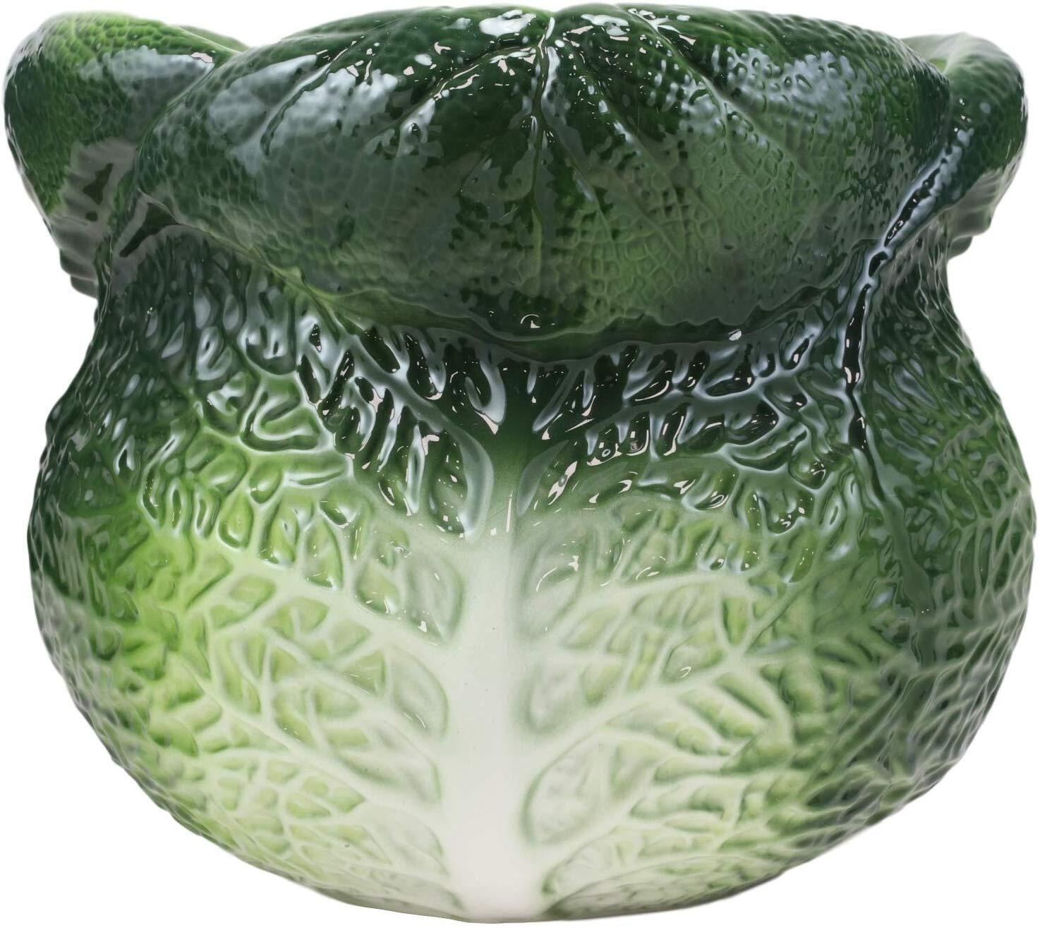 Ebros 7.25"H Ceramic Gourmet Green Savoy Cabbage Utensil Holder Or Flower Vase