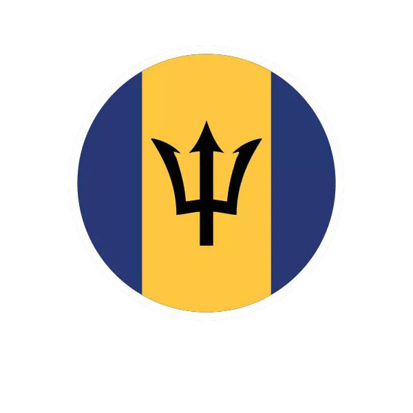 Round Barbados Flag Sticker Decal