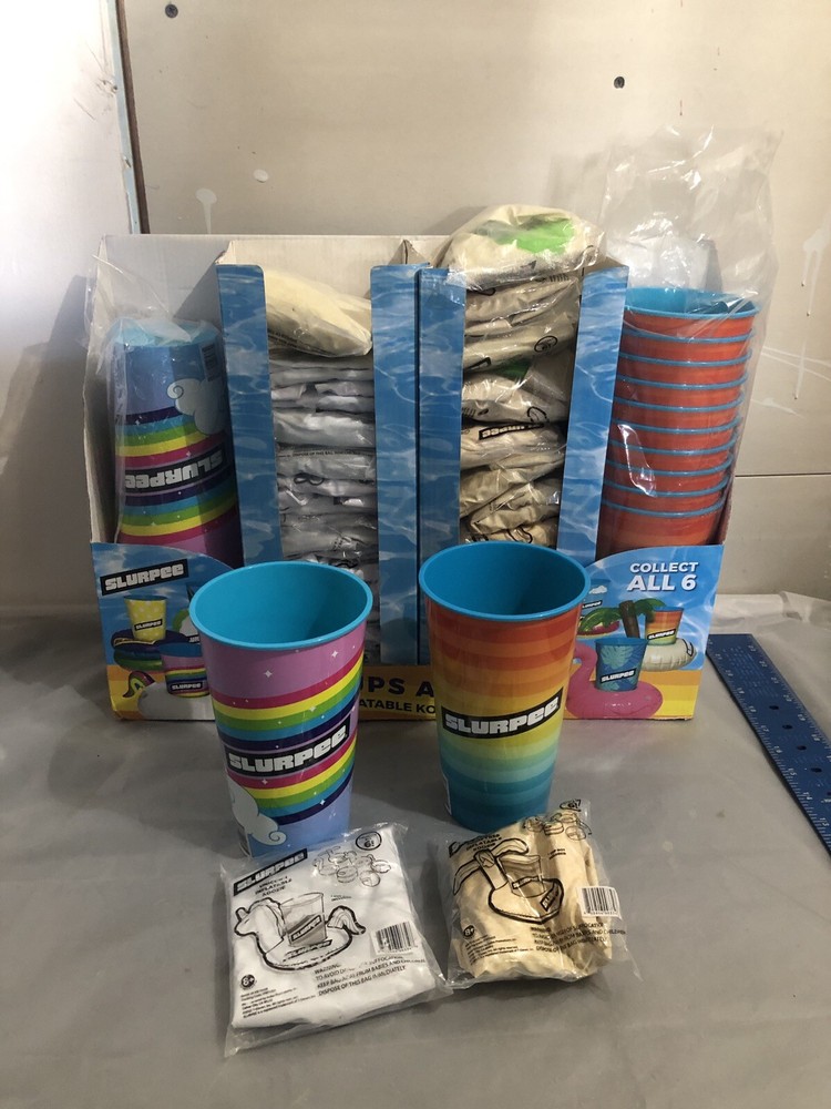 Unicorn & Palm Tree Inflatable Floating Cup Drink Beverage Pool Float & Cups