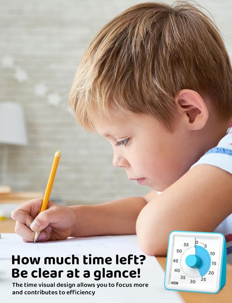 Visual Timer for Kids, 60-Minute Countdown Timers for Classroom Office Kitche...
