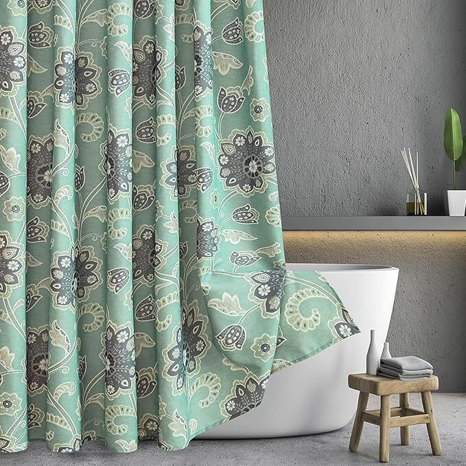 spring home Fabric Shower Curtain 72" X 72", green Printed Bathroom Curtains