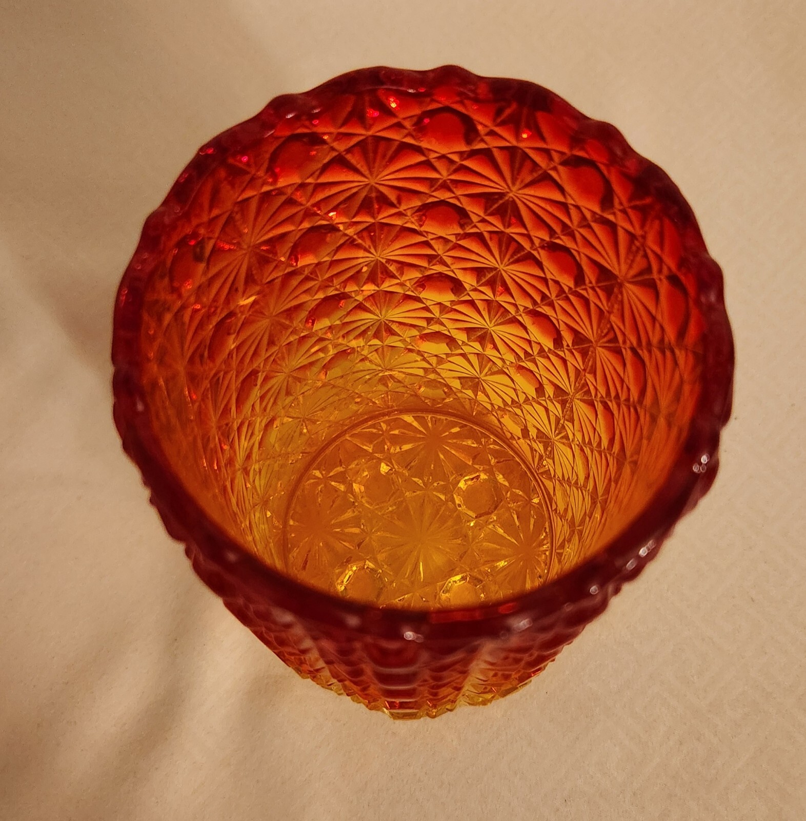 Antique Victorian Amberina Glass Daisy Button Pickle Castor Ornate Eagle Finial