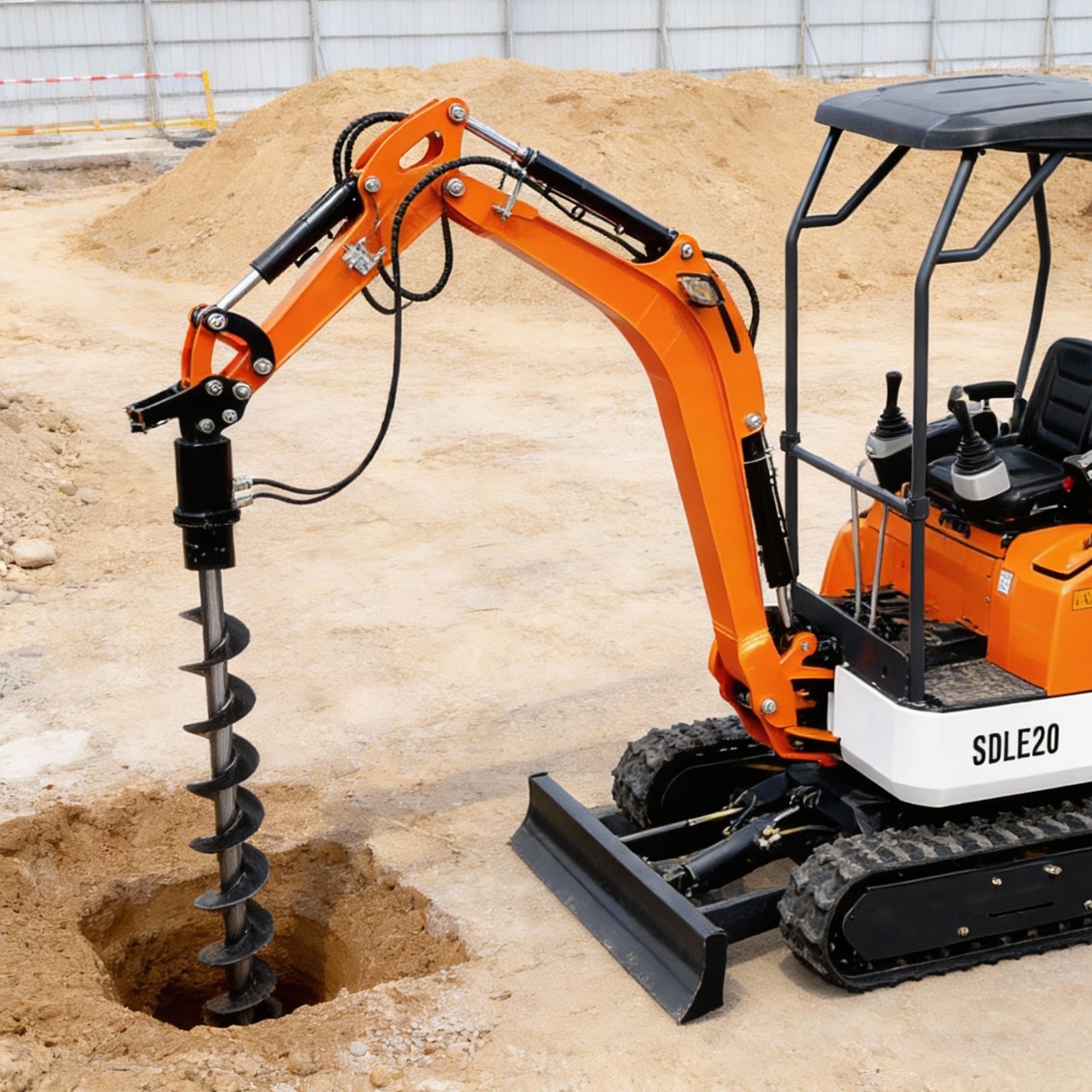200mm Auger Drill Attachment for 1-1.5 Ton Mini Excavator