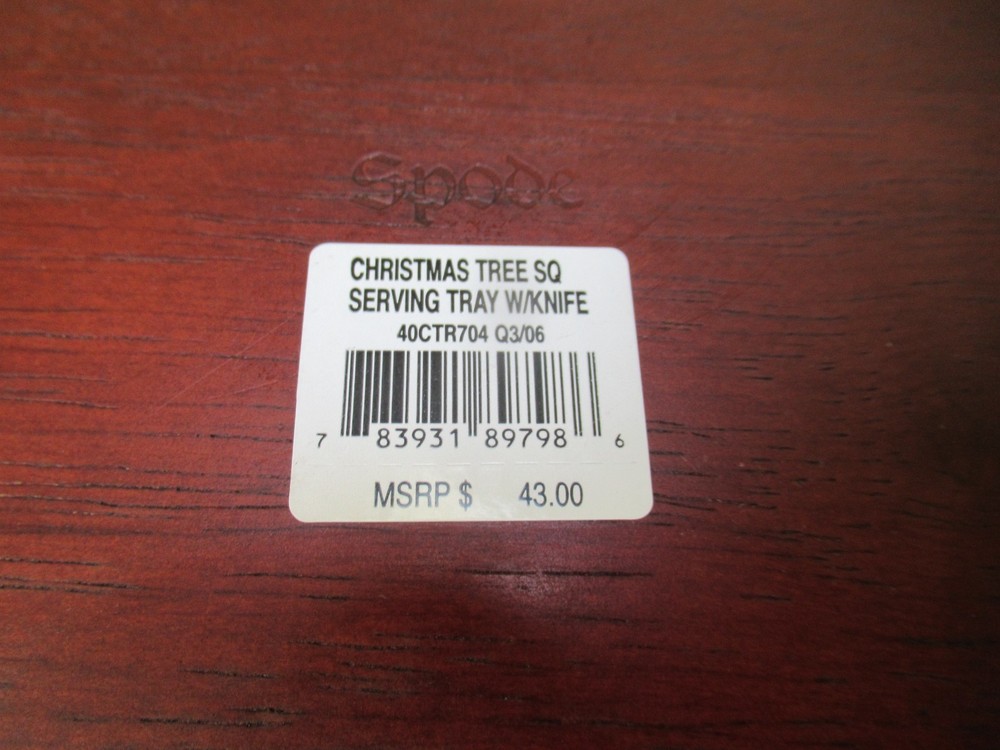 Spode Christmas tree design wooden & tile square cracker & cheese tray