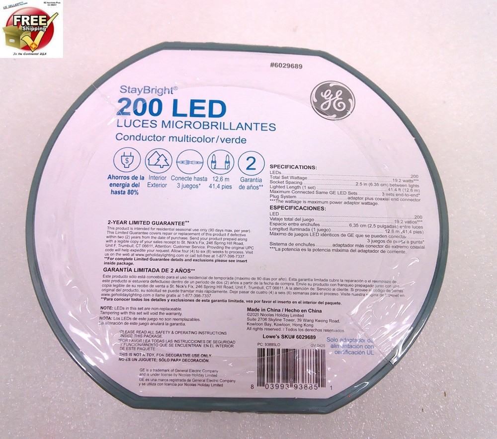 GE StayBright 200 Count 41.4-ft Multi Colored Micro LED Christmas String Lights