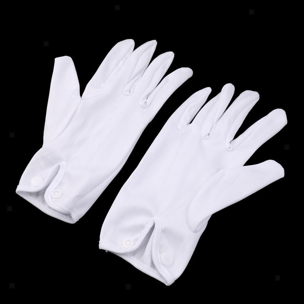 1 Pair Billiard Referee Gloves - White