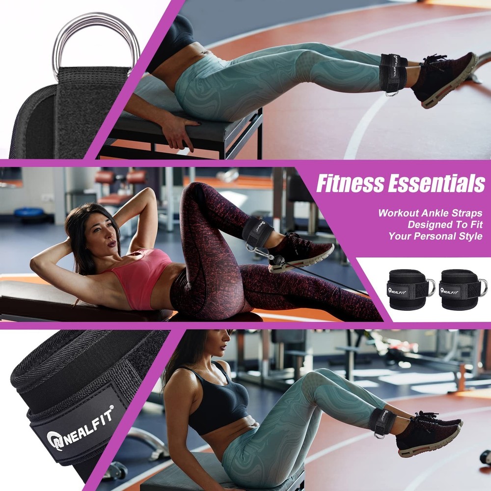 Ankle Strap for Cable Machine, Gym Ankle Cuff for Kickbacks, Leg Extensions, ...