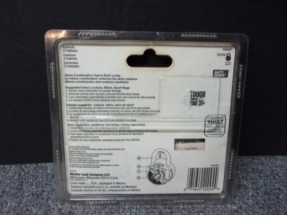 2 Pack Masterlock Combination Locks 1530T