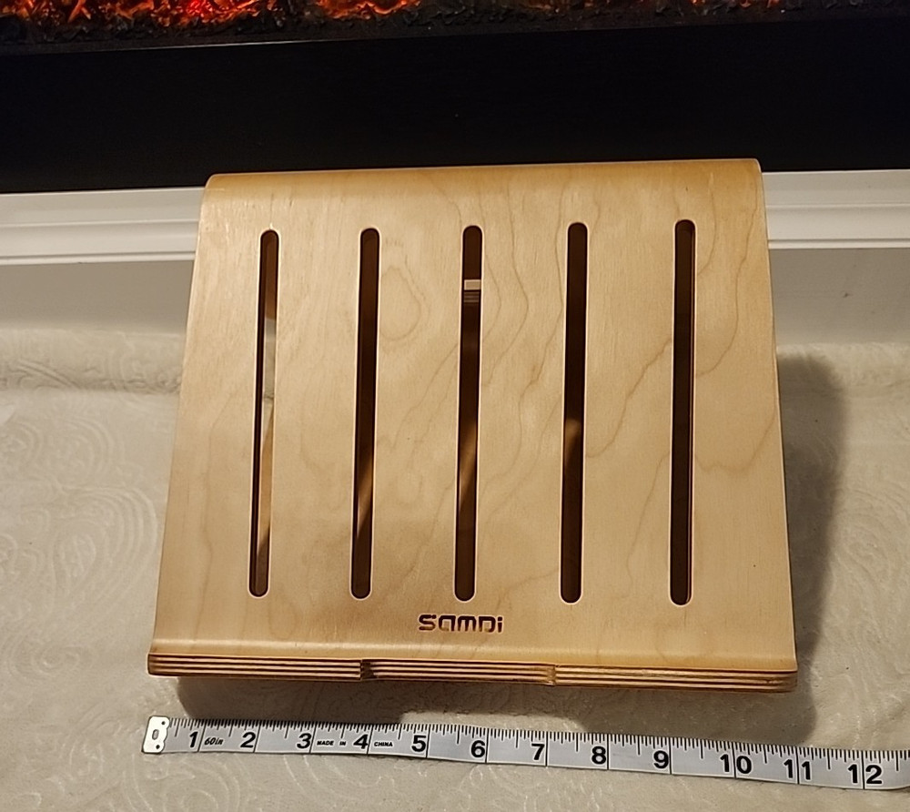 SAMDI Bamboo Tablet Laptop Riser Stand Heat Vent Plus Keyboard Storage