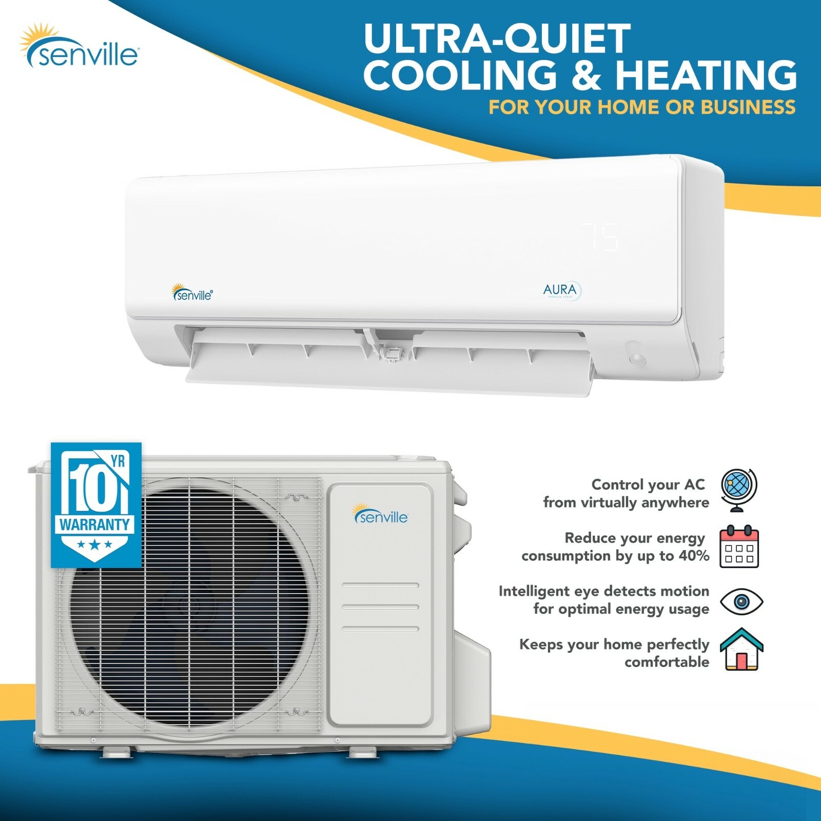 18000 BTU Ductless AC Mini Split Air Conditioner and Heat Pump