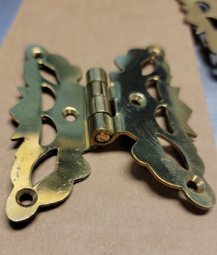 Vintage Solid Brass 3/8" Offset Butterfly Cabinet Hinge H-4A