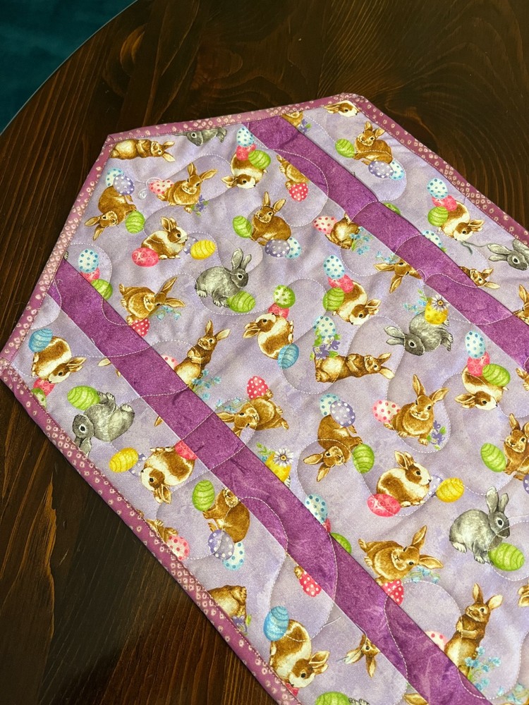 Handcrafted-Quilted Table Runner -Easter - Variety of Easter Rabbits & Eggs