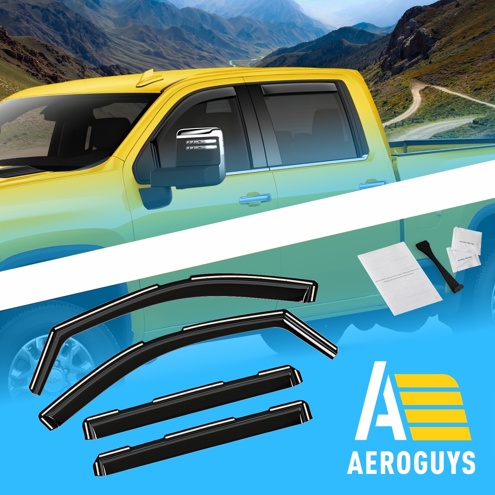 Rain Guards Vent Visors Shade for 20-23 Chevy Silverado Crew Cab 2500/3500