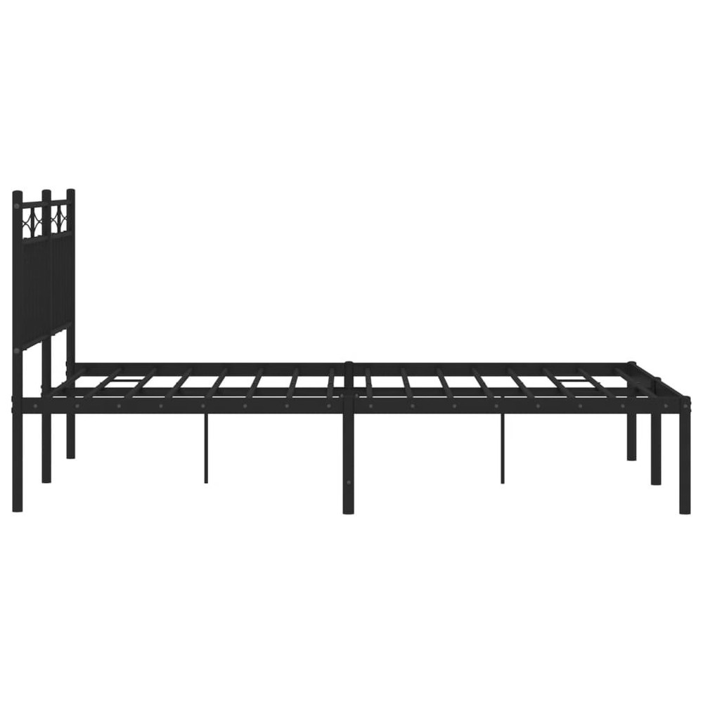 Bed Frame Black Steel Full Bed Frame Rectangular Traditional