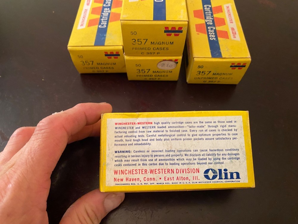 [vintage western 357 magnum ammunition boxes: EMPTY]