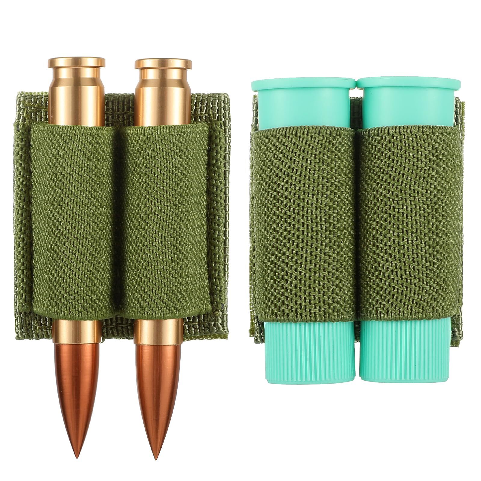2PCS 2 Round Bullet Holder for Rifle Ammo Holder Bullet Keeper with Hook & Loop