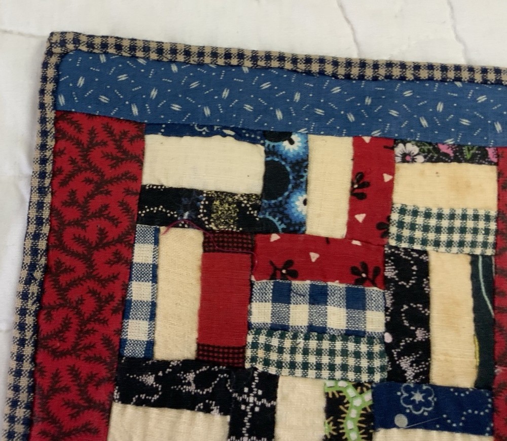 Antique Patchwork Quilt Table Topper, Rectangles, Early 1900’s, Early Calicos