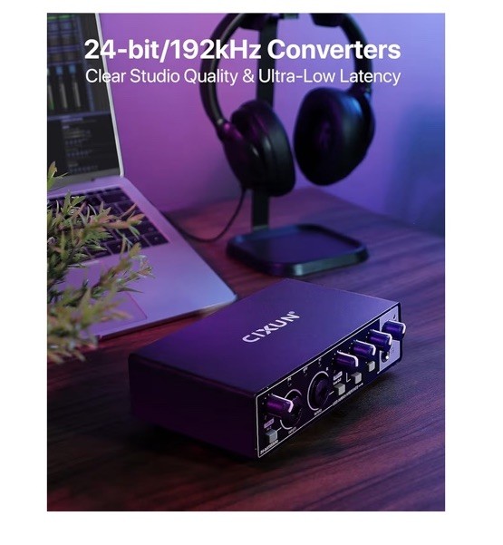 2x2 USB-C Audio Interface for PC/Mac Recording, 24-bit/192kHz, Dual TS/XLR Input