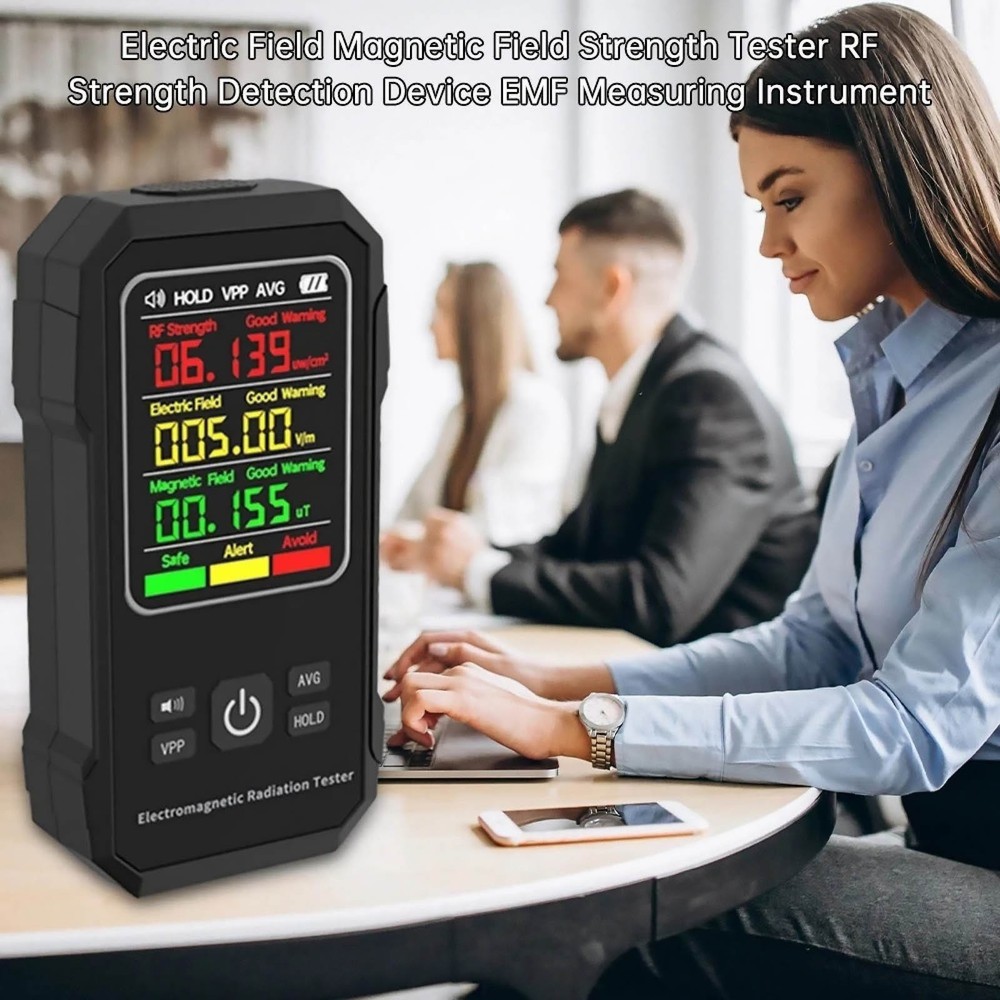 EMF Meter Radiation Detector with LCD Display for RF and Magnetic Field Testing