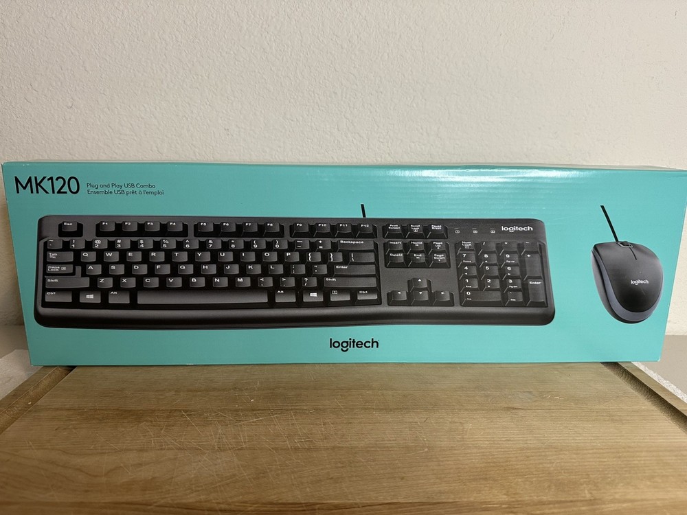 Logitech MK120 Wired USB Keyboard Mouse Combo - New In Box