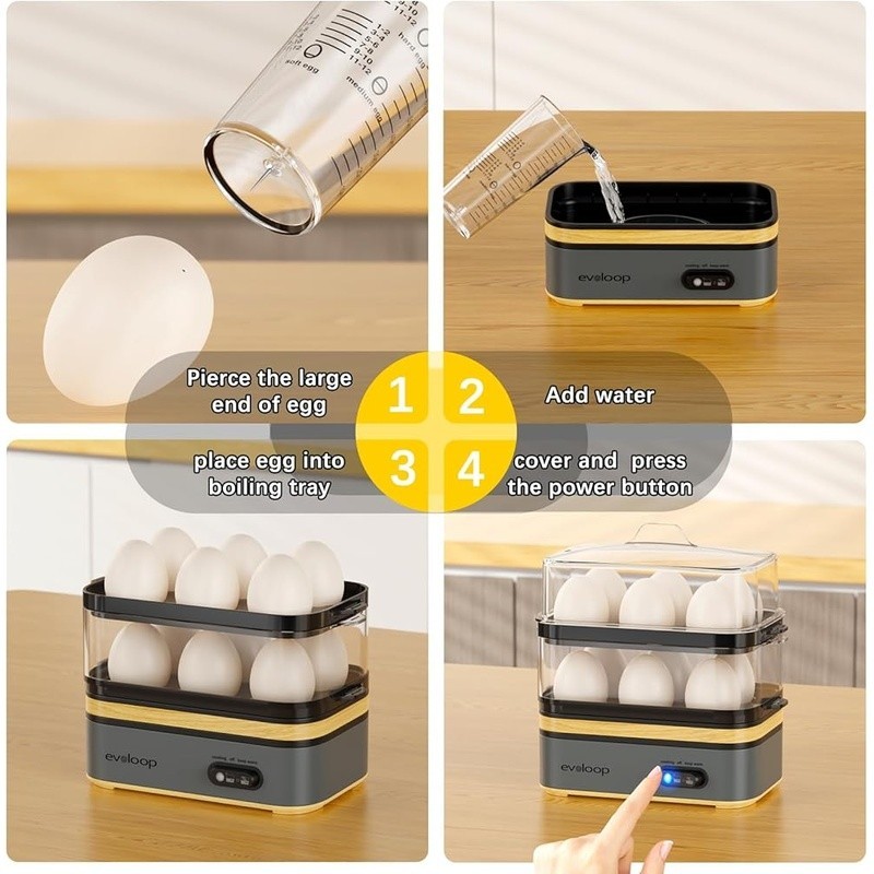 Multi Functional Egg Cooker Rapid Steamer Hard Soft Poached Eggs Kitchen Device
