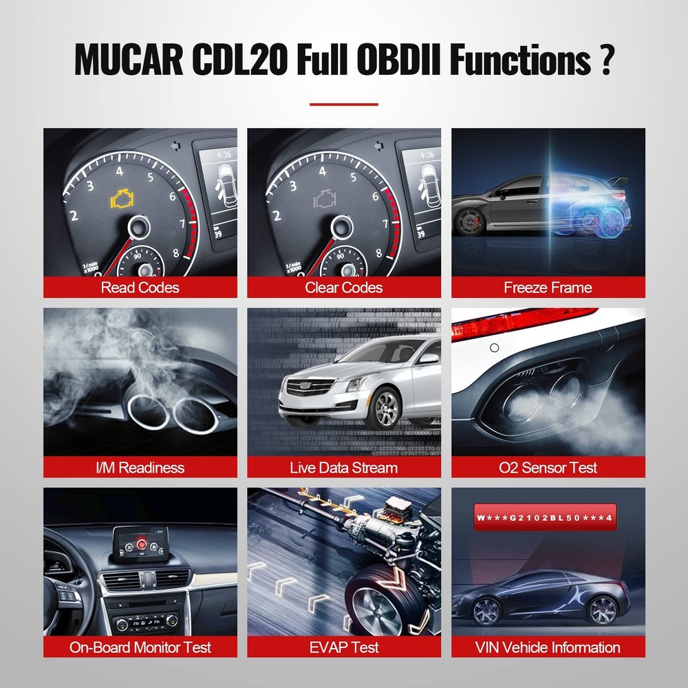 MUCAR CDL20 OBD2 Scanner Car OBD Diagnostic Fault Code Reader Tool Check Engine