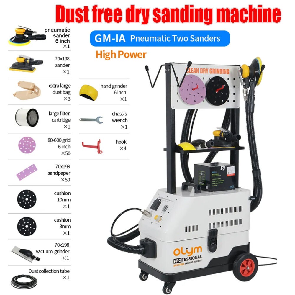 110V eccentric random orbit sander pneumatic air vacuum cleaner sanding machine