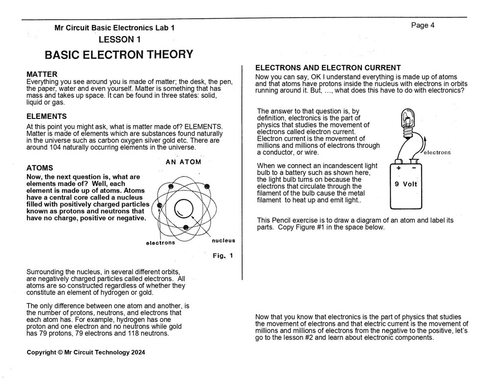 MC1-00 ** Mr Circuit Science ** Experiment Kit 4 Lessons & Solderless Ckt Bd