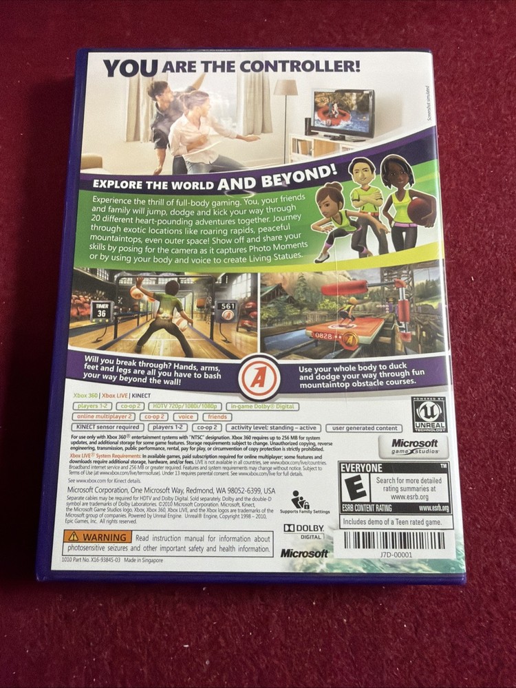 Microsoft, Xbox 360 Kinect Sensor, 1414, W/ Kinect Adventures, CIB, All untested