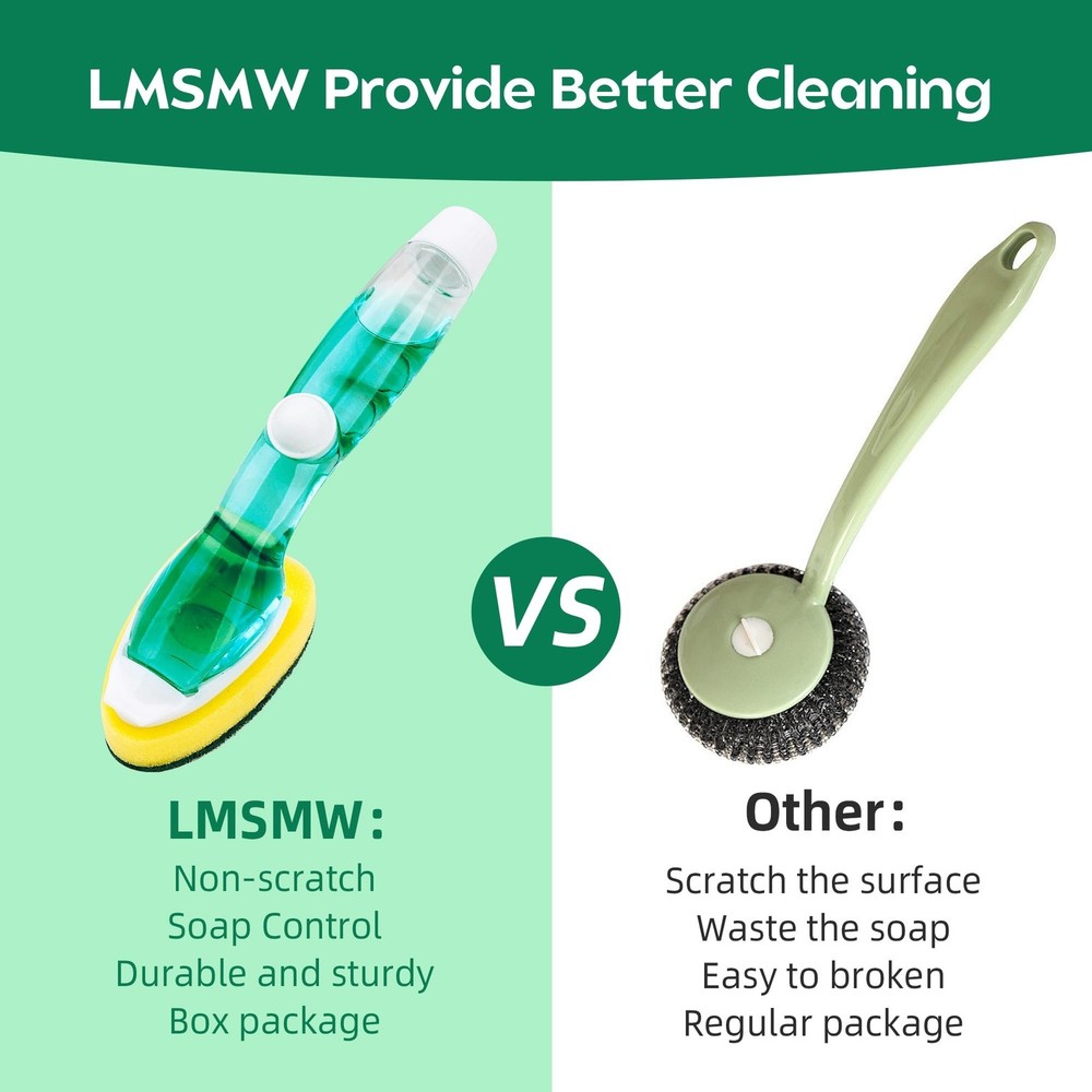 Non-Scratch Dish Wand Sponge Refill, Zero-Scratch Replacement Heads Fits Soap...