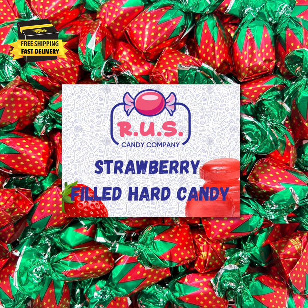Strawberry Filled Hard Candy – Bulk Wrapped Fruit Candy by  – Individually Wrapp