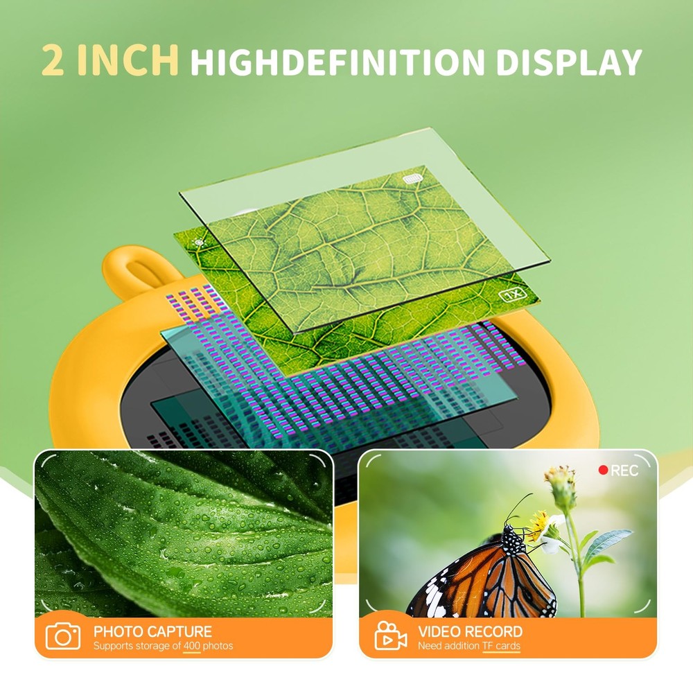 Kids Microscope Pocket Microscope, 2 IPS Screen 1000X Portable Microscope for...