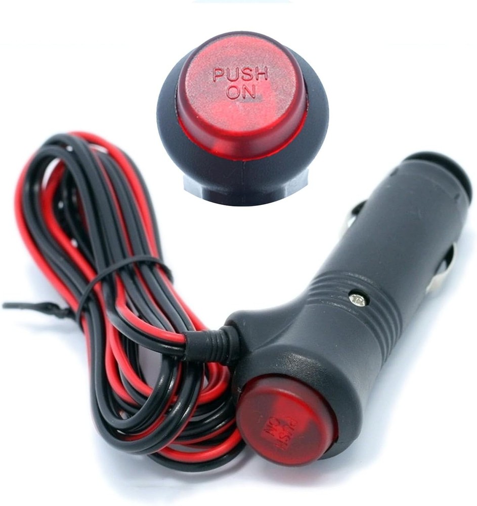 10FT 12V Male Cigarette Lighter Adapter - Convenient Switch & Indicator Light